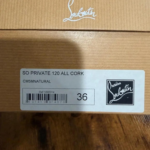 Christian Louboutin Peep-Toe Slingbacks So Private 120 All Cork 35.5/36 - Picture 15 of 16